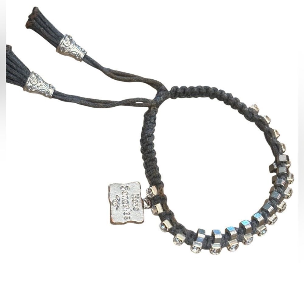 Rose Gonzales Chocolate Brown Woven Rhinestone Bracelet